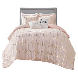 Intelligent Design Raina 5-piece Polyester Microfiber Comforter Set in Pink