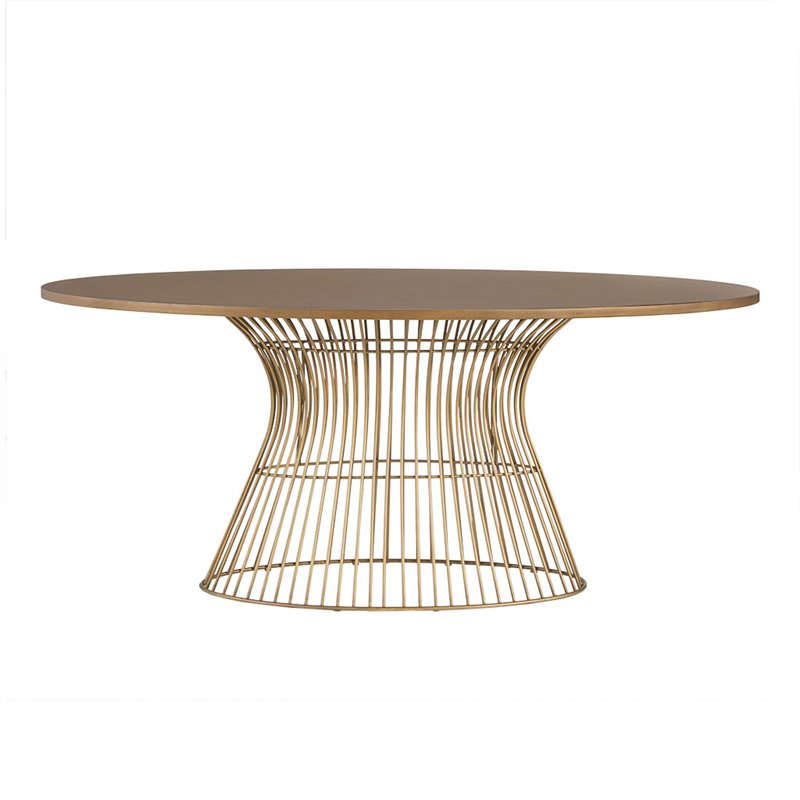 INK+IVY Mercer Oval Mid-Century MDF and Metal Dining Table in Natural
