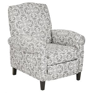 Madison Park Kirby Fabric and Solid Wood Push Back Recliner in Gray