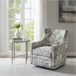 Madison Park Alana Fabric and Solid Wood Swivel Glider Chair in Blue