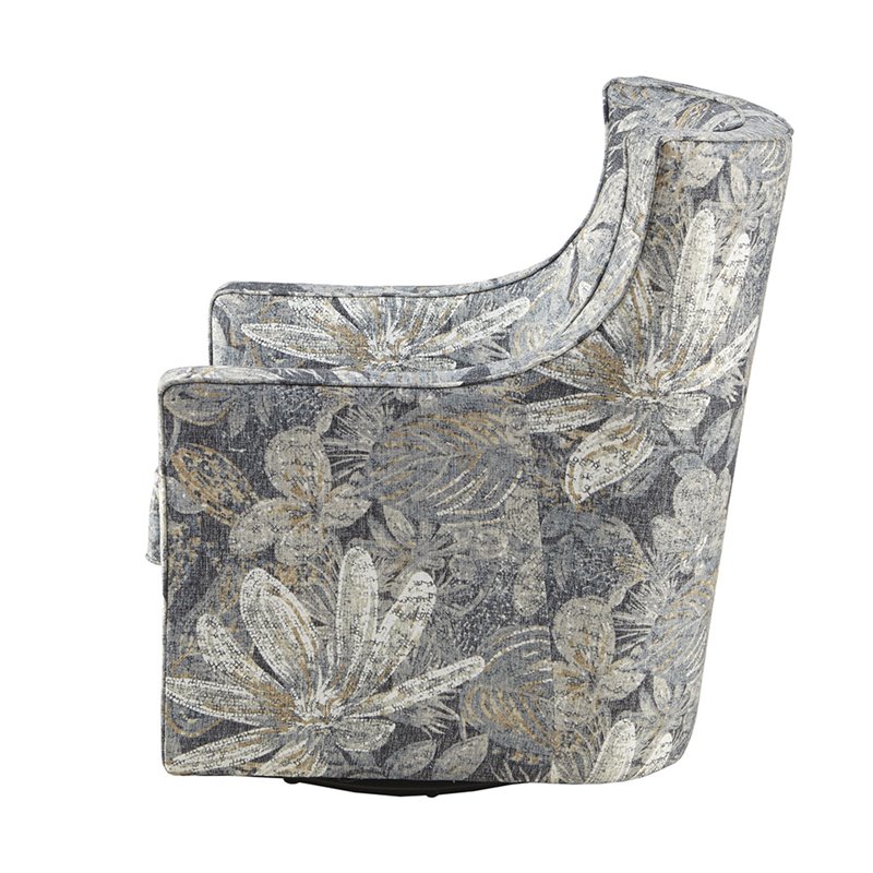 Madison Park Alana Fabric and Solid Wood Swivel Glider Chair in Blue