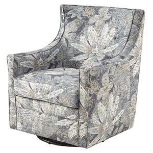 Madison Park Alana Fabric and Solid Wood Swivel Glider Chair in Blue