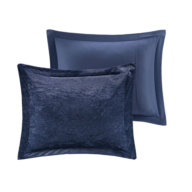 Intelligent Design Felicia Polyester Crushed Comforter Set in Navy
