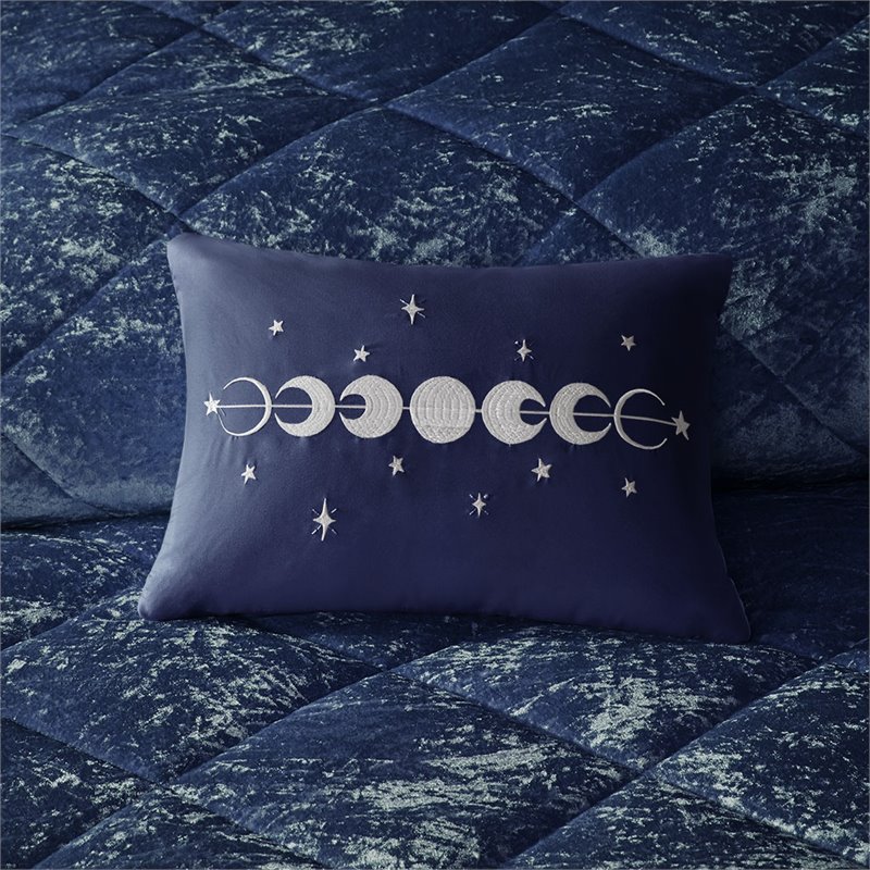 Intelligent Design Felicia Polyester Crushed Comforter Set in Navy