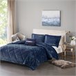 Intelligent Design Felicia Polyester Crushed Comforter Set in Navy