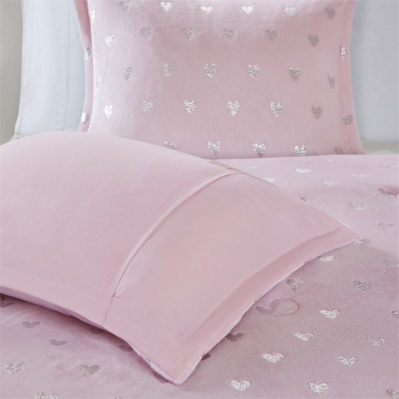 Mi Zone Rosalie Polyester Printed Brushed Comforter Set in Pink Blush
