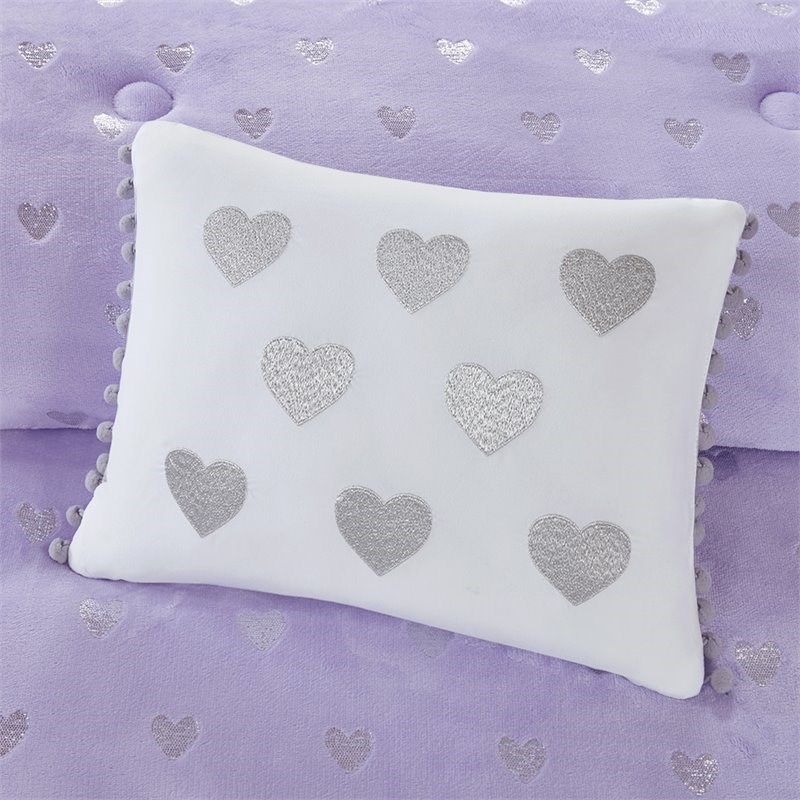 Mi Zone Rosalie Polyester Printed Brushed Comforter Set in Purple Blush