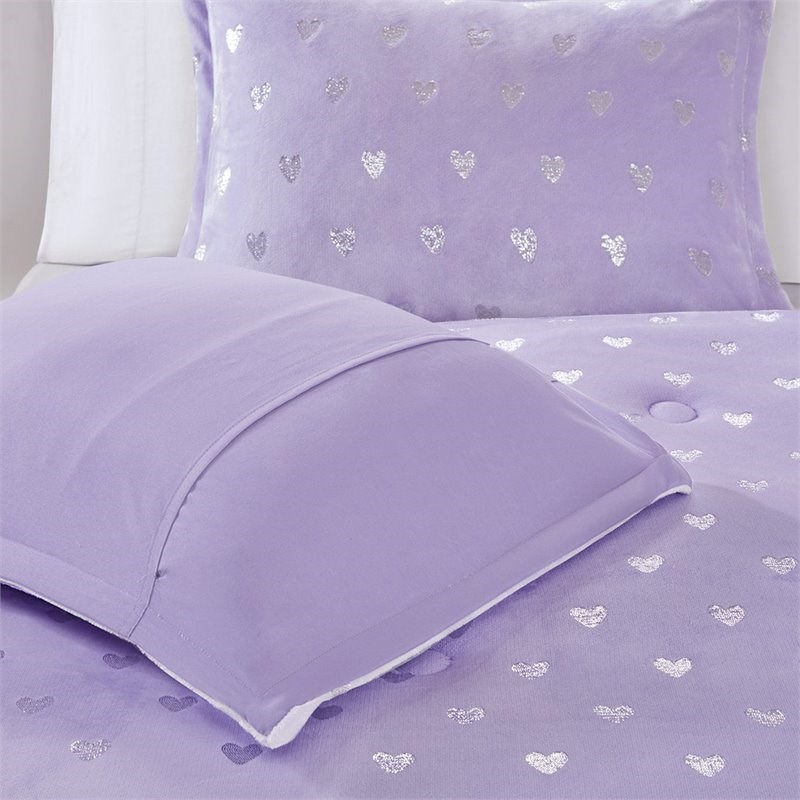 Mi Zone Rosalie Polyester Printed Brushed Comforter Set in Purple Blush