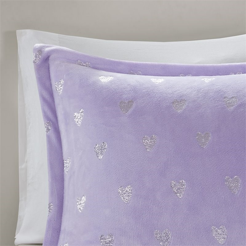 Mi Zone Rosalie Polyester Printed Brushed Comforter Set in Purple Blush