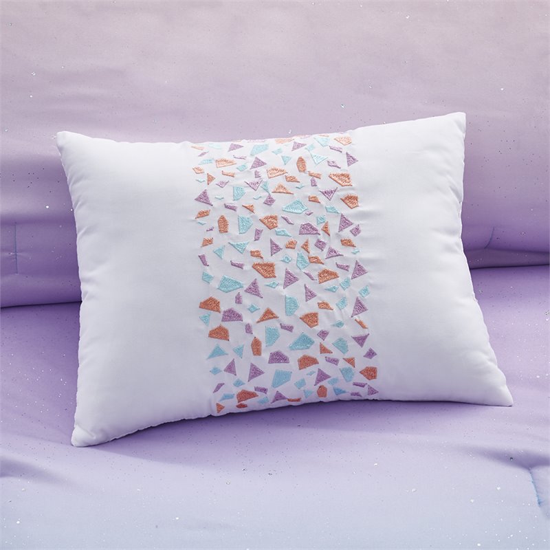 Mi Zone Glimmer Polyester Glitter Printed Comforter Set in Aqua Blue