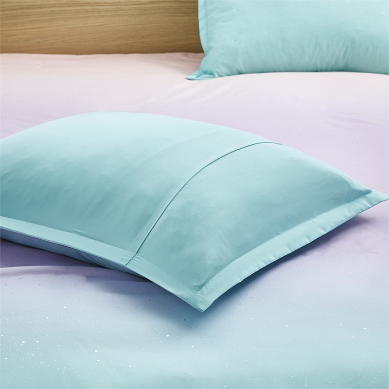 Mi Zone Glimmer Polyester Glitter Printed Comforter Set in Aqua Blue