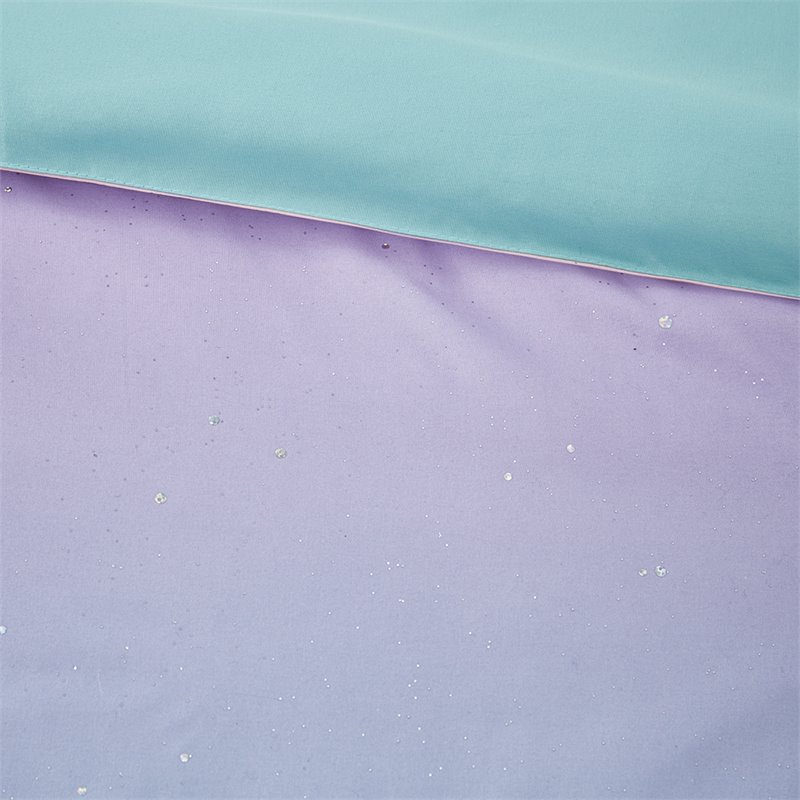 Mi Zone Glimmer Polyester Glitter Printed Comforter Set in Aqua Blue