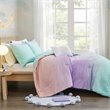 Mi Zone Glimmer Polyester Glitter Printed Comforter Set in Aqua Blue