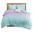 Mi Zone Glimmer Polyester Glitter Printed Comforter Set in Aqua Blue