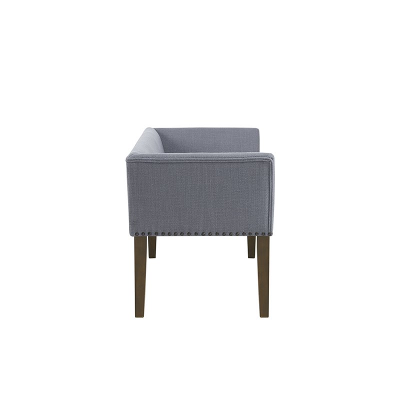 Madison Park Welburn Solid Wood & Fabric Upholstered Accent Bench in Blue