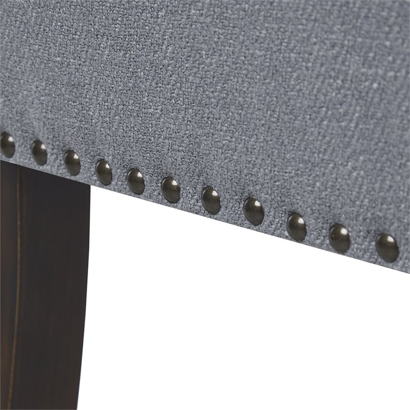 Madison Park Welburn Solid Wood & Fabric Upholstered Accent Bench in Blue