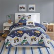 Nash Polyester Brushed Printed Comforter Set in Blue-Gray