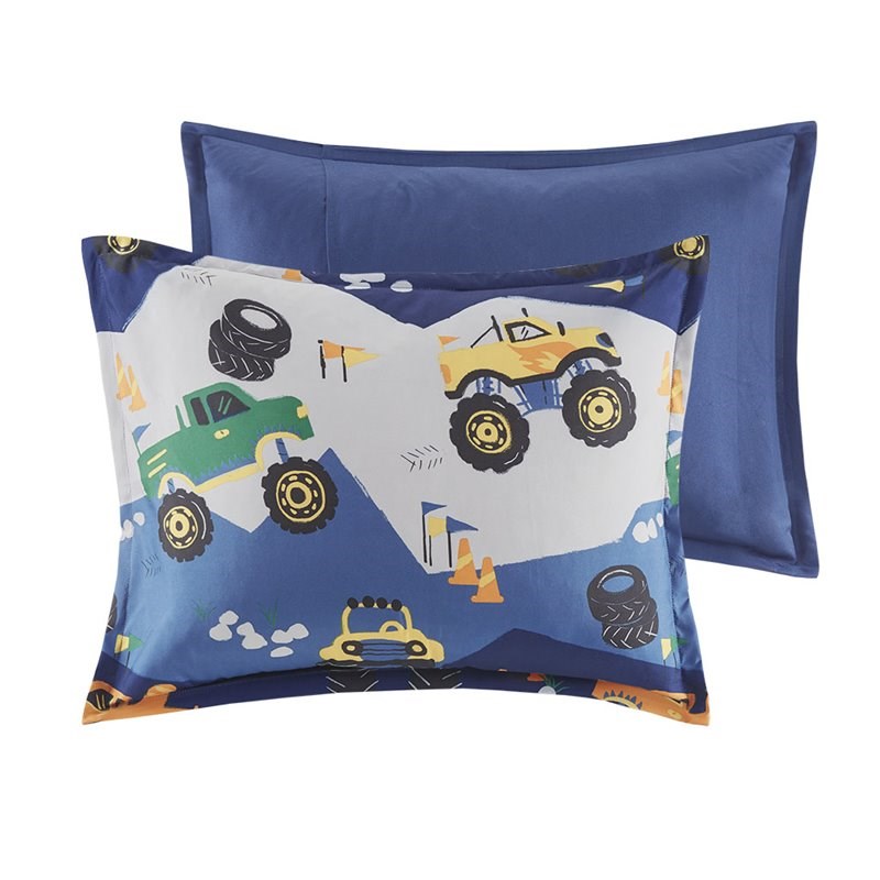 Nash Polyester Brushed Printed Comforter Set in Blue-Gray