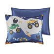 Nash Polyester Brushed Printed Comforter Set in Blue-Gray