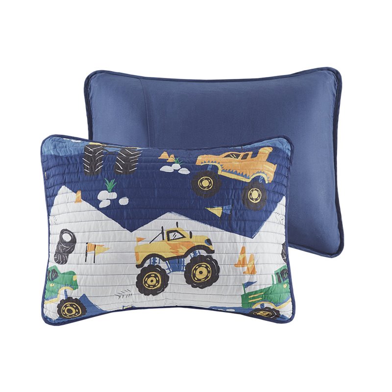Nash Contemporary Polyester Brushed Coverlet Set in Blue-Gray