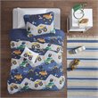 Nash Contemporary Polyester Brushed Coverlet Set in Blue-Gray