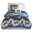 Nash Contemporary Polyester Brushed Coverlet Set in Blue-Gray