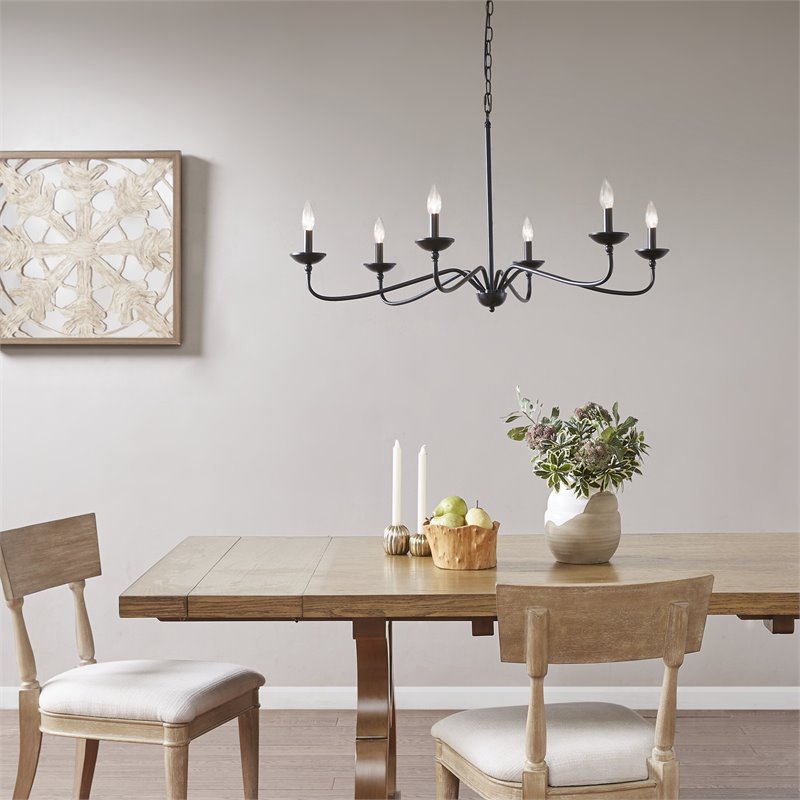 Hampton Hill Brighton 6-light Metal Chandelier Lamp in Black