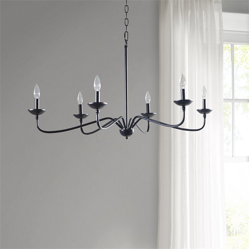 Hampton Hill Brighton 6-light Metal Chandelier Lamp in Black