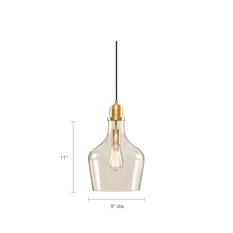 Hampton Hill Auburn 1-light Transitional Glass and Metal Pendant in Gold