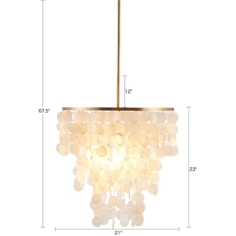 Urban Habitat Isla Transitional Metal and Shells Capiz Chandelier in Gold/White