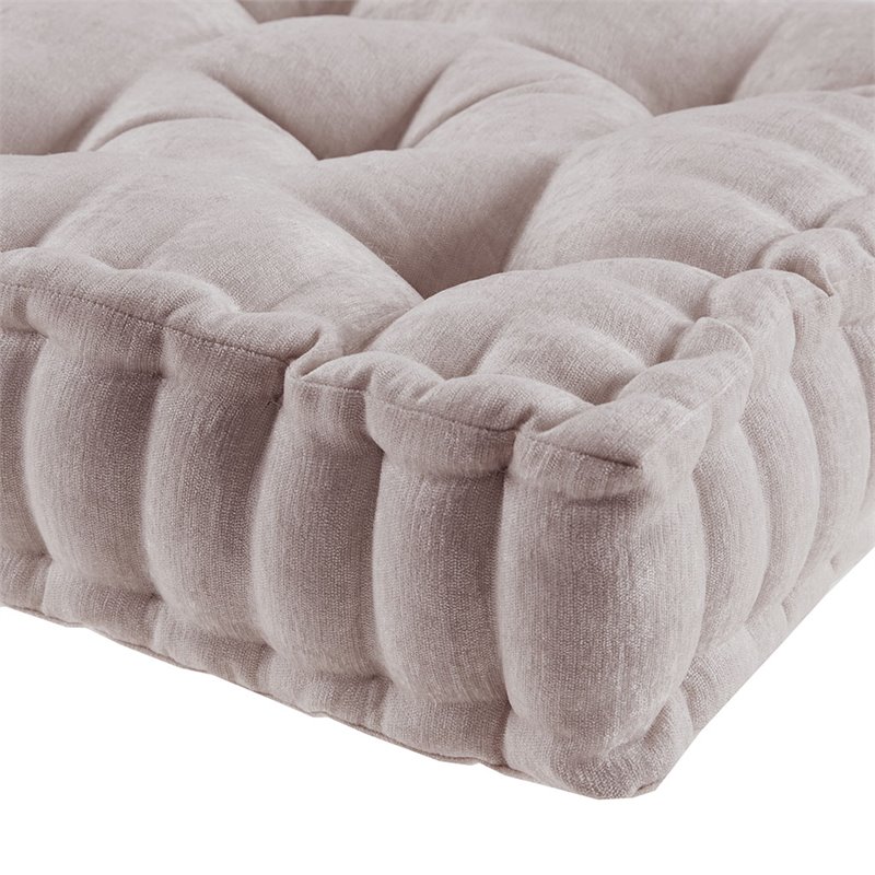 Intelligent Design Azza Square Polyester Chenille Cushion in Blush Pink