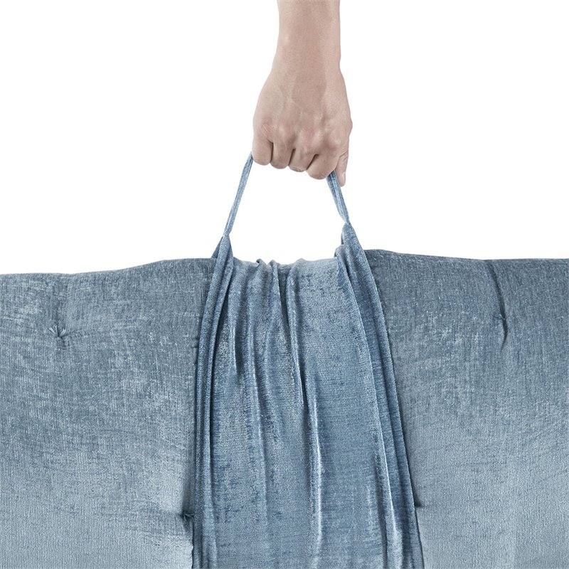 Intelligent Design Edelia Polyester Chenille Long Floor Cushion in Aqua Blue