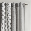 INK+IVY Imani Cotton Printed Window Panel with Chenille Stripe in Gray