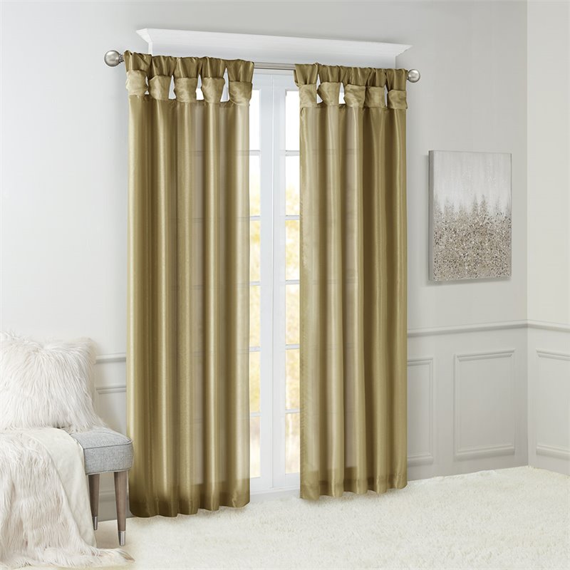 Madison Park Emilia Polyester Twisted Tab Lined Window Panel in Bronze