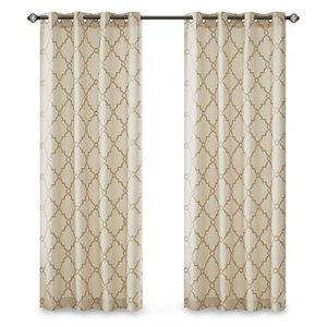 Madison Park Saratoga Polyester Cotton Rayon Fretwork Panel in Beige/Gold