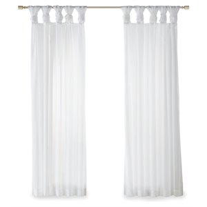 Madison Park Ceres Polyester Fabric Twisted Tab Voile Sheer Window Pair in White