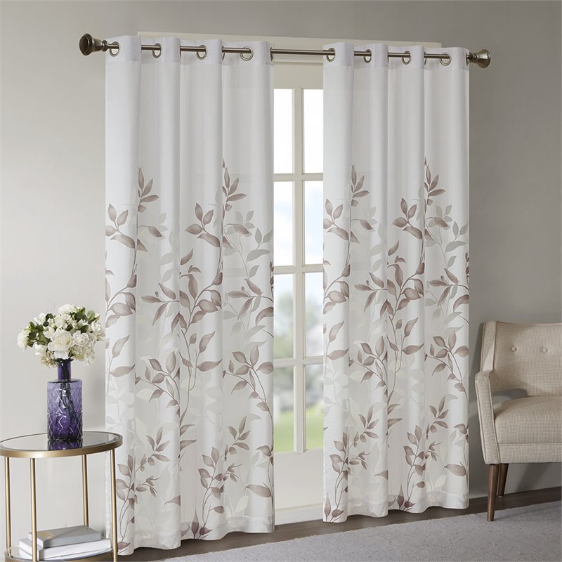 Madison Park Cecily Rayon Polyester Burnout Printed Window Panel - Gray