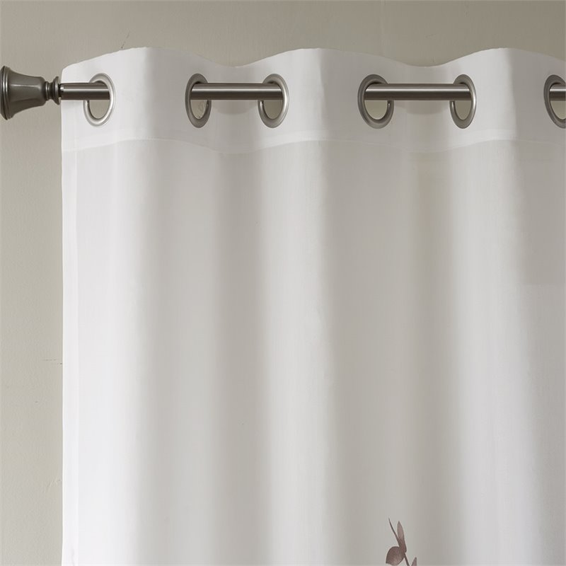 Madison Park Cecily Rayon Polyester Burnout Printed Window Panel - Gray