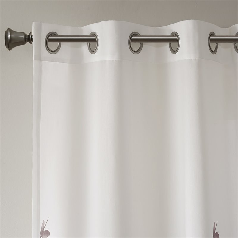 Madison Park Cecily Rayon Polyester Burnout Printed Window Panel - Gray