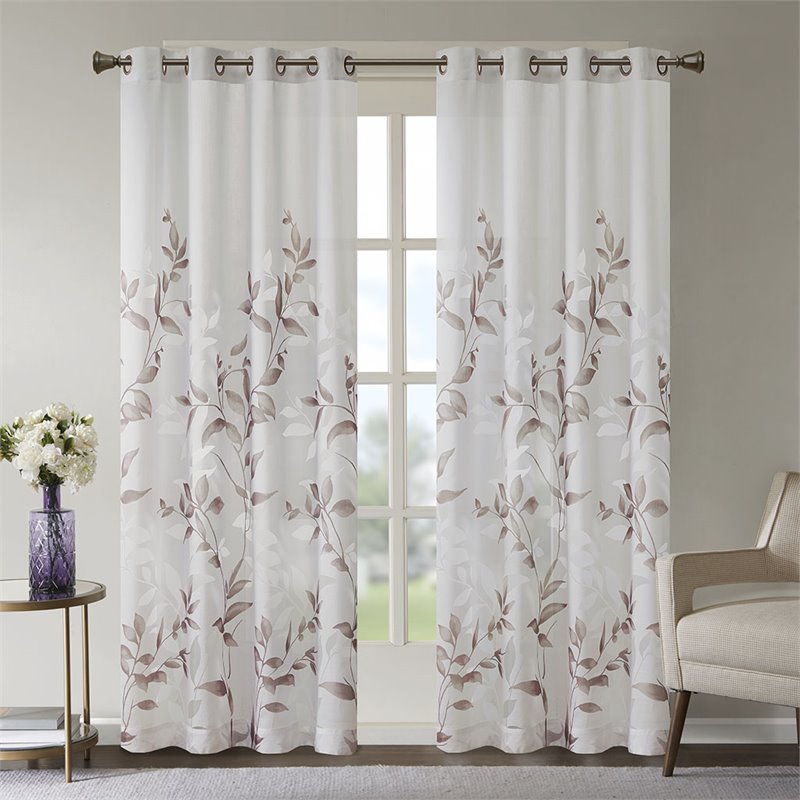 Madison Park Cecily Rayon Polyester Burnout Printed Window Panel - Gray