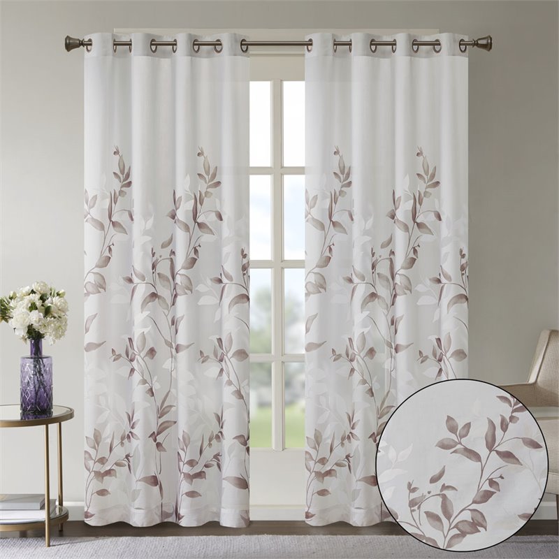 Madison Park Cecily Rayon Polyester Burnout Printed Window Panel - Gray