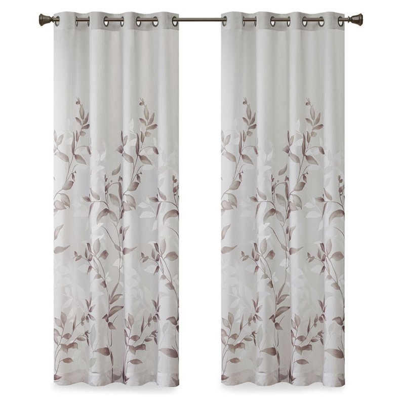 Madison Park Cecily Rayon Polyester Burnout Printed Window Panel - Gray