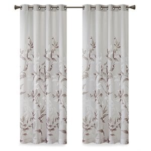 Madison Park Cecily Rayon Polyester Burnout Printed Window Panel - Gray
