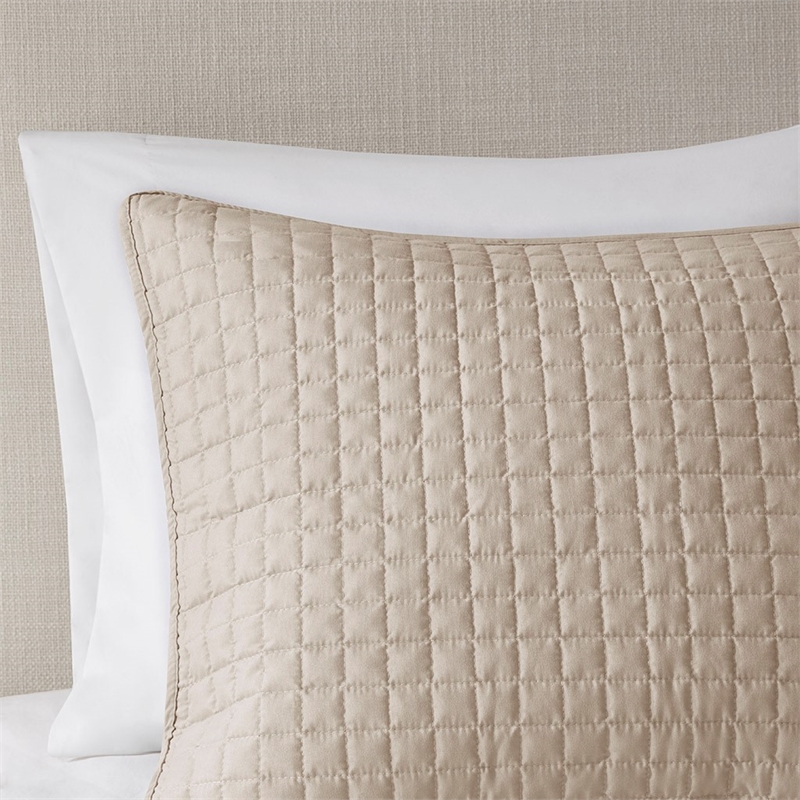 510 Design Otto 3-Piece Polyester Microfiber Coverlet Set in Khaki Brown Finish