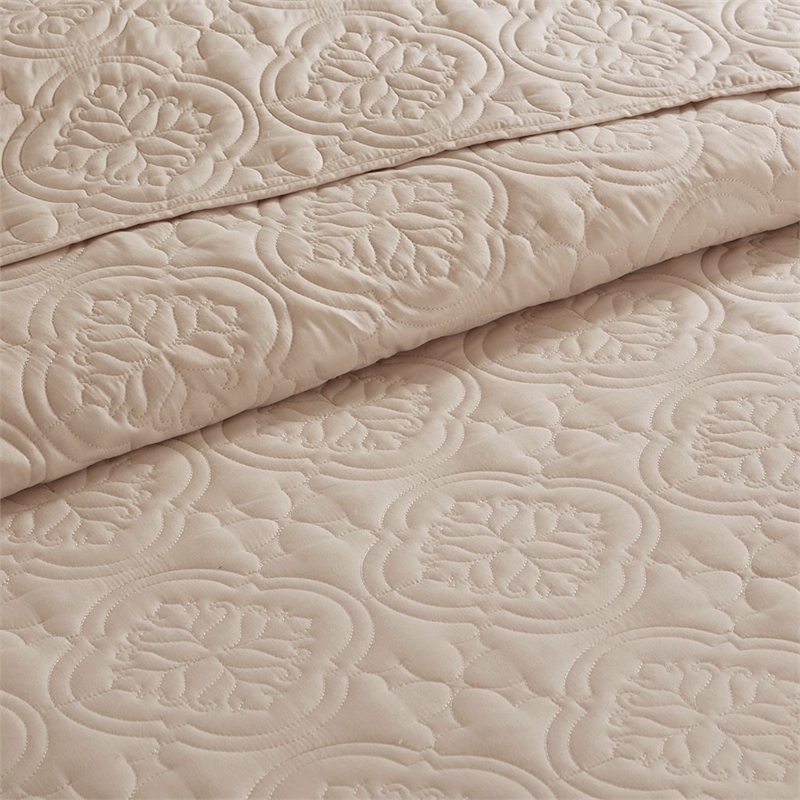 510 Design Oakley Polyester Microfiber Bedspread Set in Khaki Brown