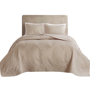 510 Design Oakley Polyester Microfiber Bedspread Set in Khaki Brown