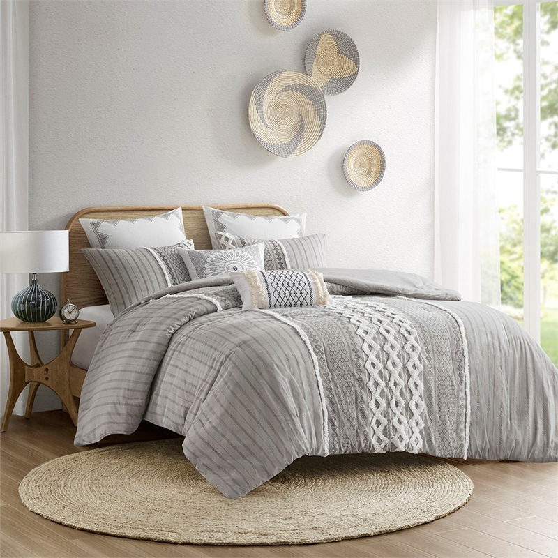 INK+IVY Imani Modern Cotton Comforter Mini Set in Gray Finish