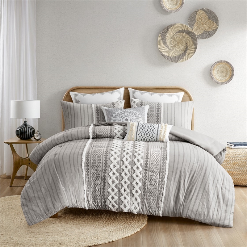 INK+IVY Imani Modern Cotton Comforter Mini Set in Gray Finish
