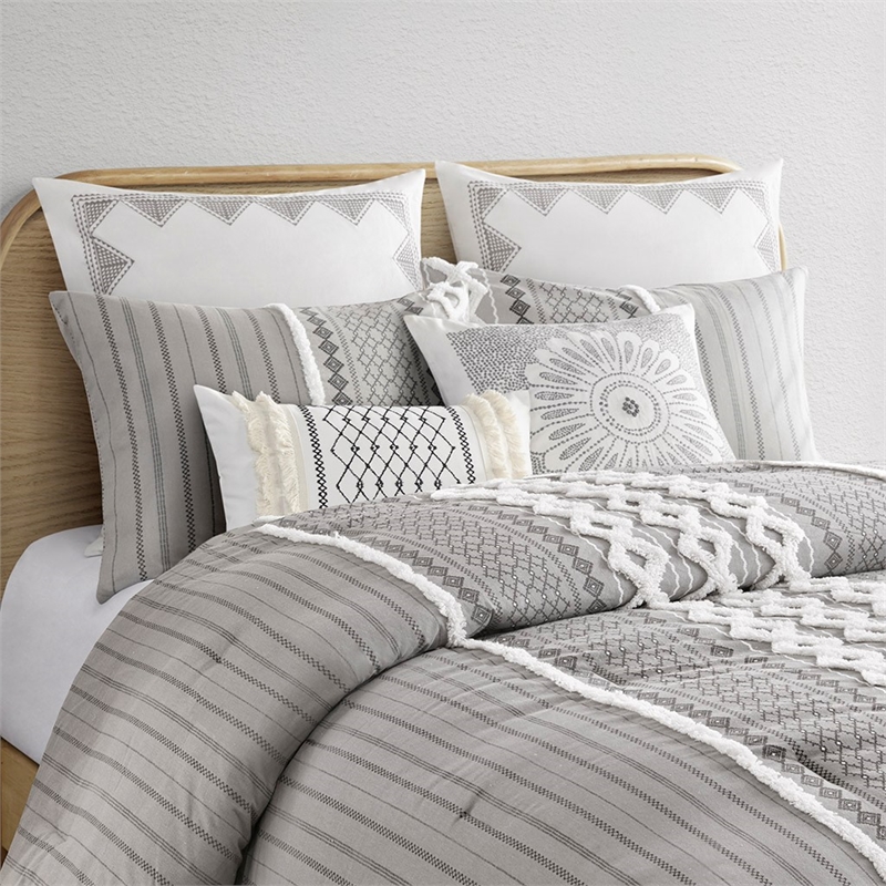 INK+IVY Imani Modern Cotton Comforter Mini Set in Gray Finish