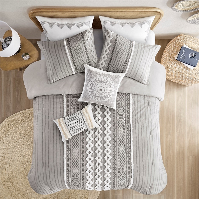 INK+IVY Imani Modern Cotton Comforter Mini Set in Gray Finish